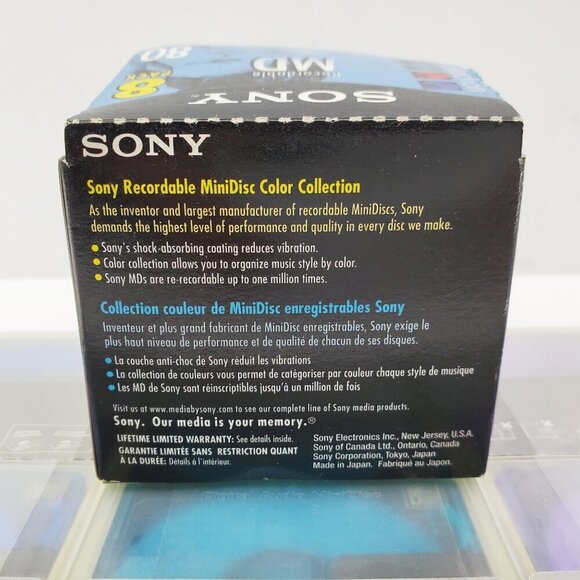 Sony Color MiniDisc 6 Quantity (Missing 2 in 8 Pack Box) Blank Sealed - Picture 5 of 11